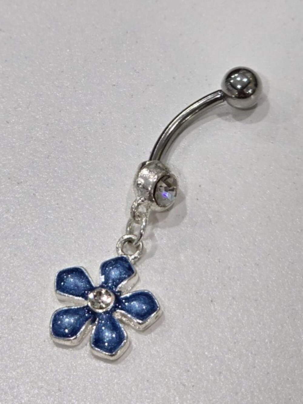 Painful Pleasures ✦ Blue Enamel Flower Navel Ring ✦ 14G Surgical Steel NWT - Picture 4 of 5